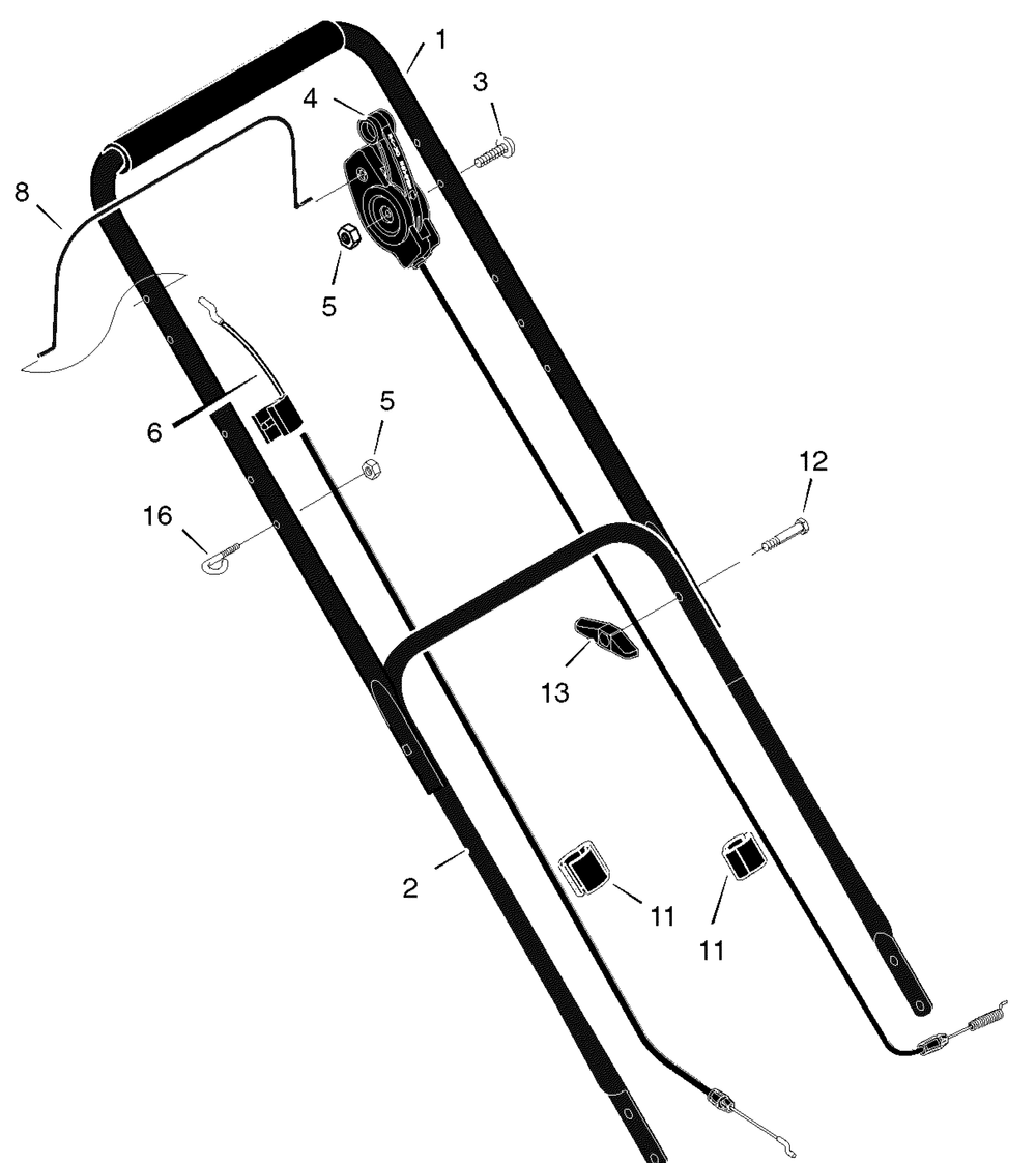 Handle And Bag Assembly Diagram and Parts List for 226111X92B 2005 Briggs and Stratton Lawn Mower